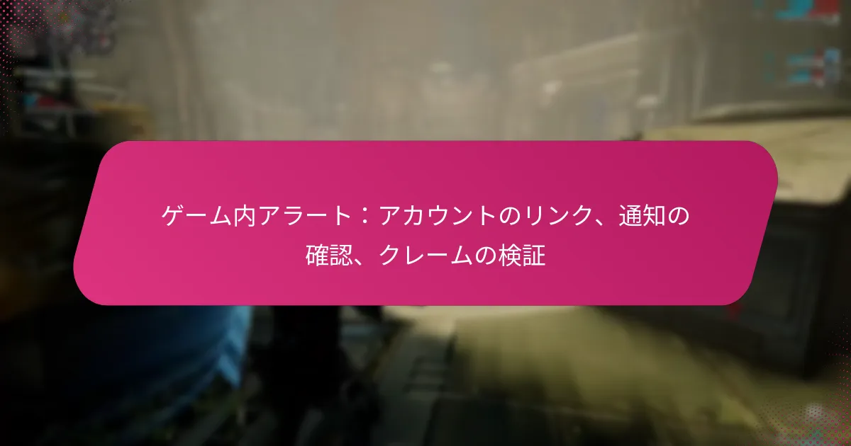 ゲーム内アラート：アカウントのリンク、通知の確認、クレームの検証