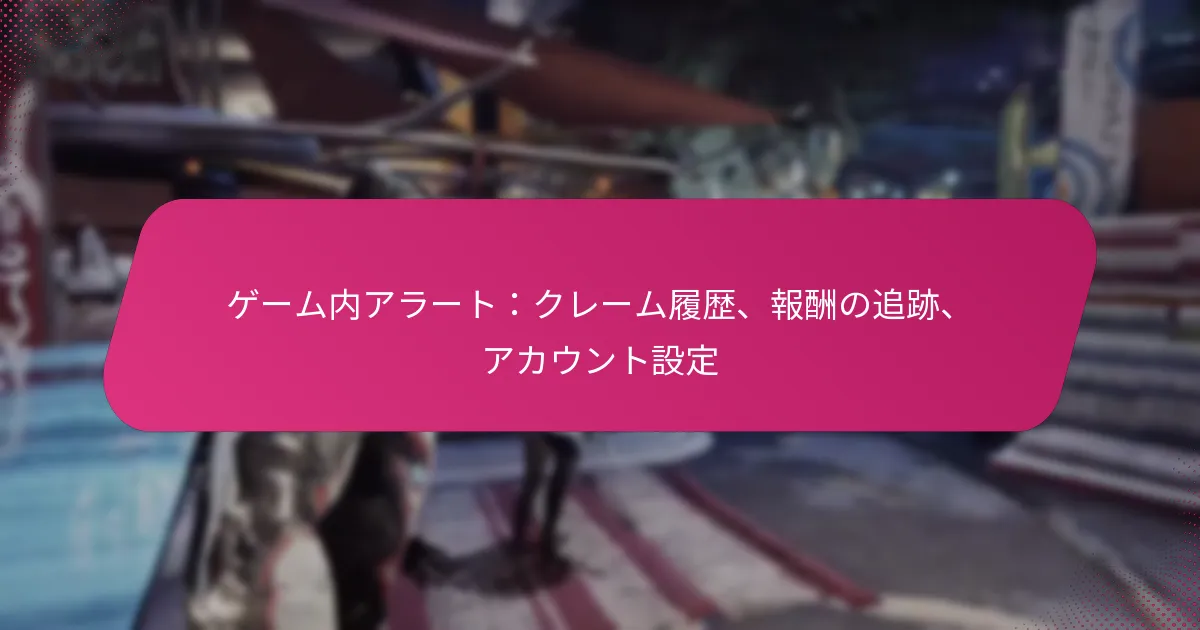 ゲーム内アラート：クレーム履歴、報酬の追跡、アカウント設定
