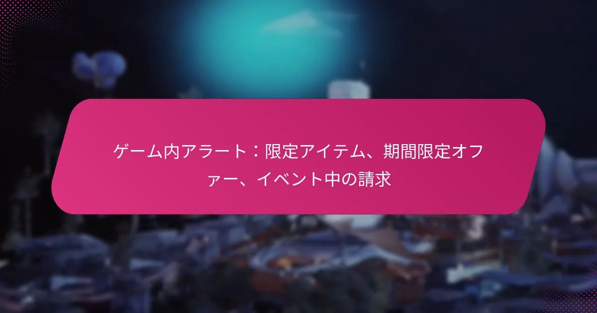ゲーム内アラート：限定アイテム、期間限定オファー、イベント中の請求