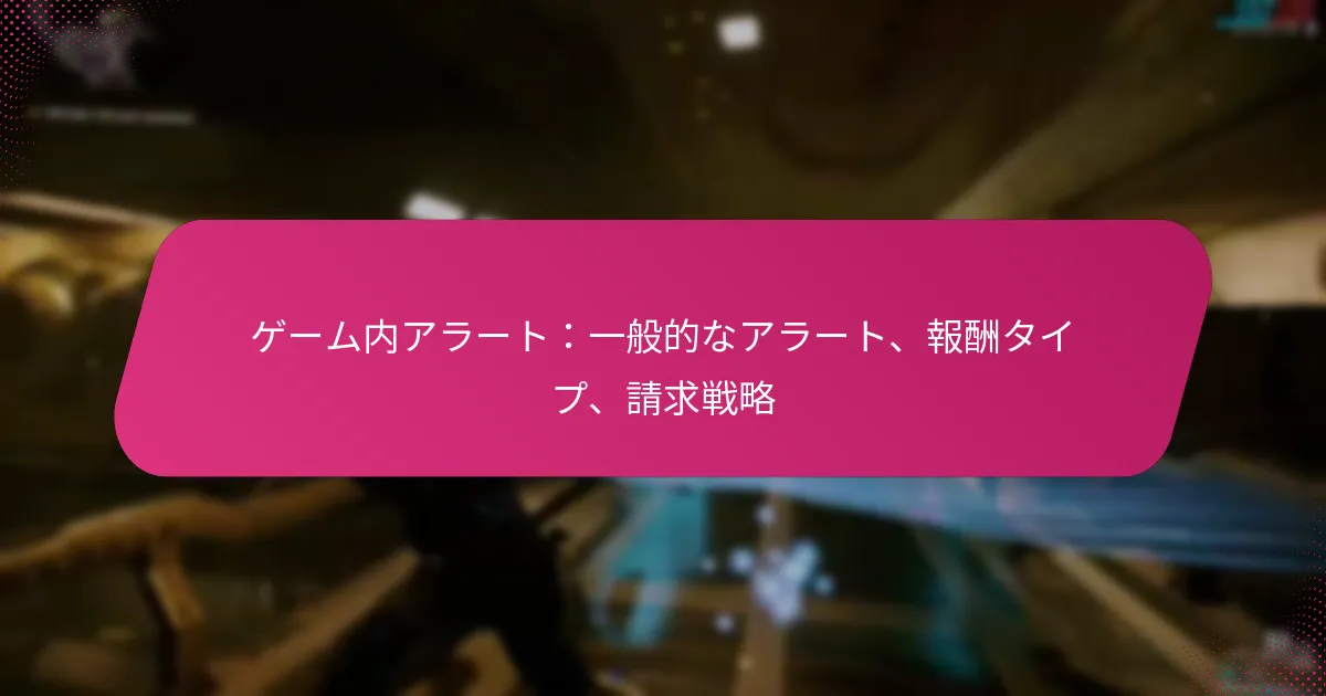ゲーム内アラート：一般的なアラート、報酬タイプ、請求戦略