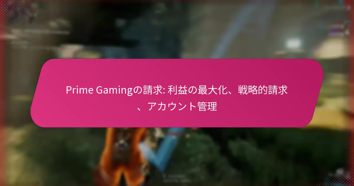 Prime Gamingの請求: 利益の最大化、戦略的請求、アカウント管理