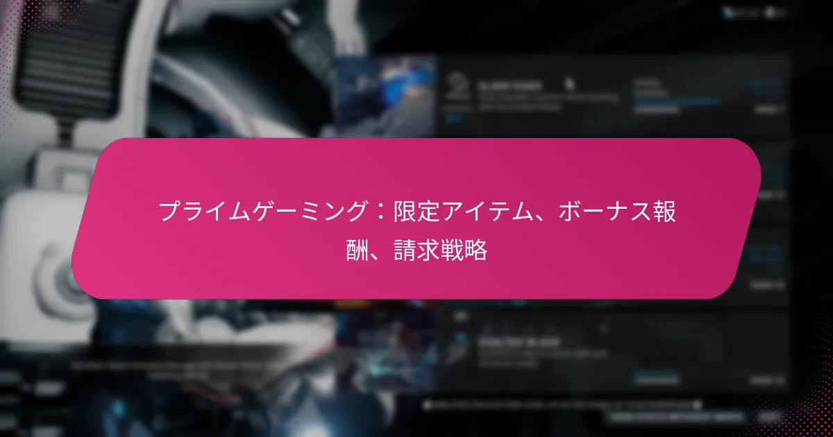 プライムゲーミング：限定アイテム、ボーナス報酬、請求戦略